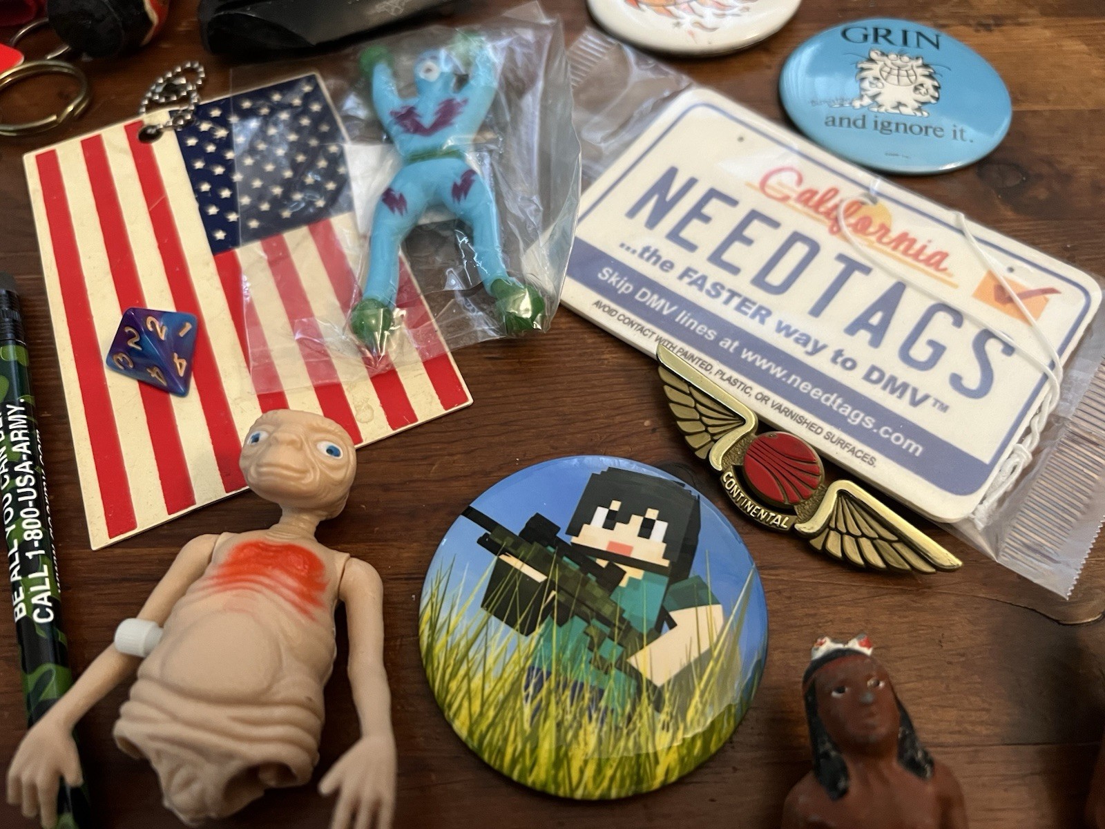 Vintage Junk Drawer Smalls Lot Toys Buttons Pins Keychains Collectibles
