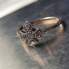 Fabulous Antique 18ct Gold Platinum Diamond Set Ring Size N