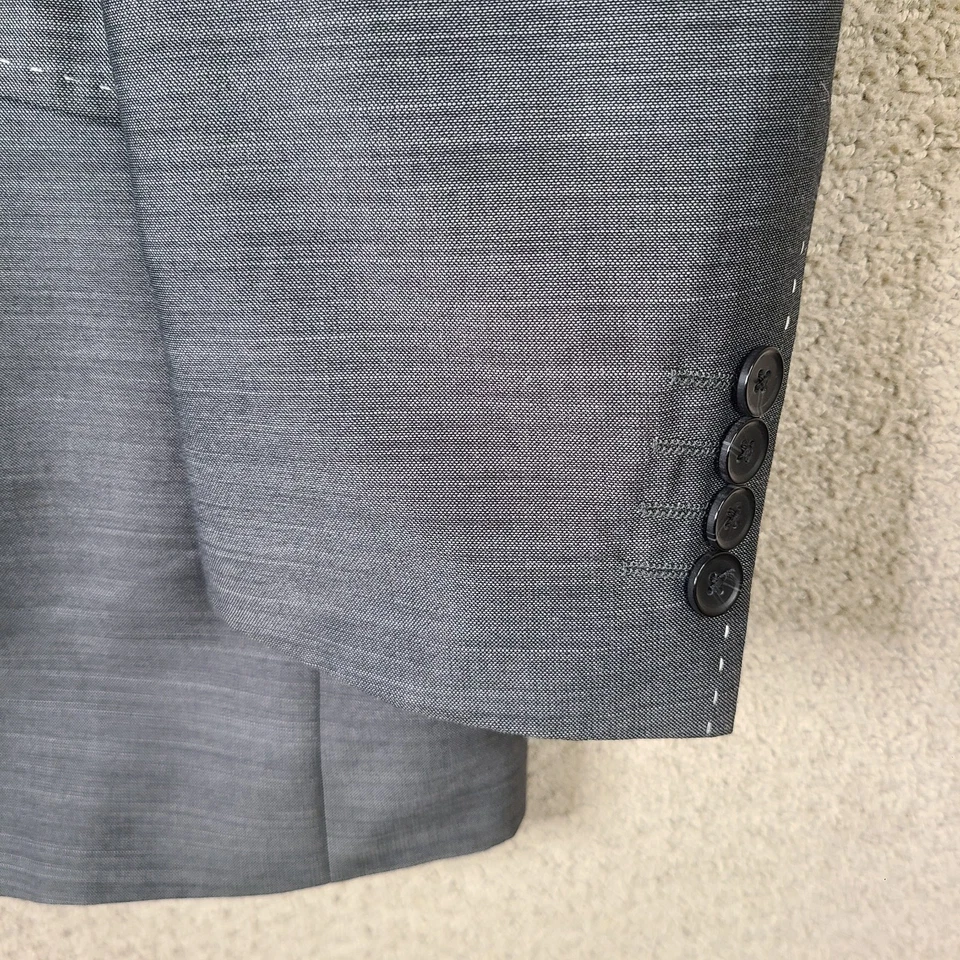 Chaqueta Steve Harvey Para Hombres 42L Gris Blazer Mezcla de Poli 3 Botones Abrigo Bolsillo para Billetes Foto 3 de 4
