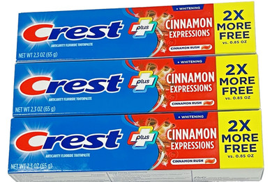Crest Plus Cinnamon Expressions Cinnamon Rush 2.3 oz 3 Pack Fluoride Toothpaste