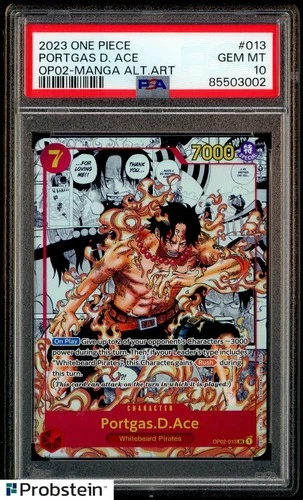 2023 One Piece OP-02 EN Manga Alternate Art #013 Portgas D Ace PSA 10 GEM MINT