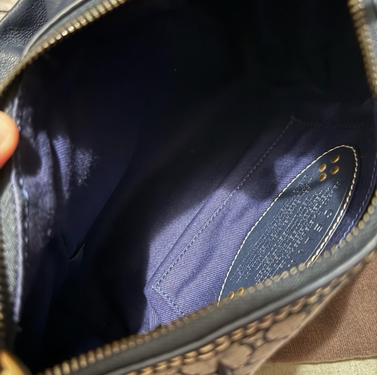 Vintage CELINE y2k Blue Macadam Monogram Canvas Hobo Shoulder Bag