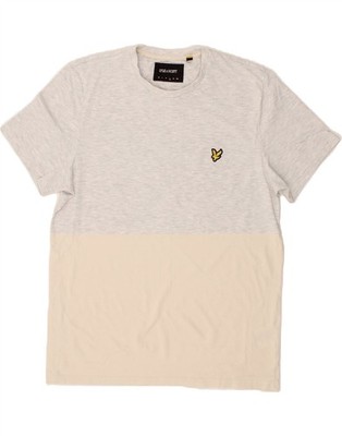 LYLE & SCOTT Mens T-Shirt Top Large Grey Colourblock Cotton AX04