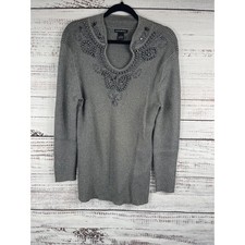 Lauren Michelle Sweater Womens SZ L Silver Me...