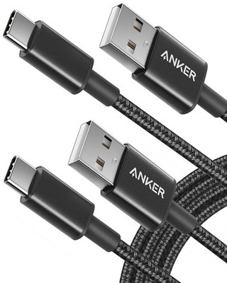 Anker USB Type C Cable, [2-Pack, 6 ft] Premium Nylon USB-A to 6ft, Black 