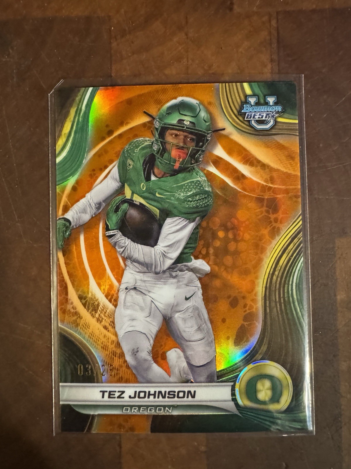 2024 Tez Johnson 7/25 Orange Auto Bowman Best U Autograph