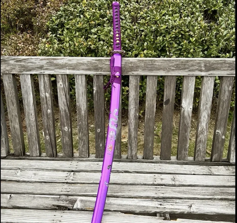 Espada samurai japonesa feita à mão Katana, aço carbono 1060. - Imagem 2 de 4