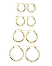 Gold Hoop Earrings Set Stainless Steel Rounded Small Hoop Earrings Set 4 gold