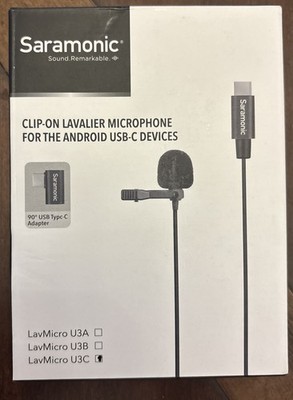 Saramonic U3C Dual Omni Lavalier Clip On Microphone 6m USB-C Cable 90° Adapter
