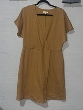 MADEWELL SPICED OLIVE CROSS-FRONT FLUTTER-SLEEVE FIT & FLARE MINI DRESS Sz XL
