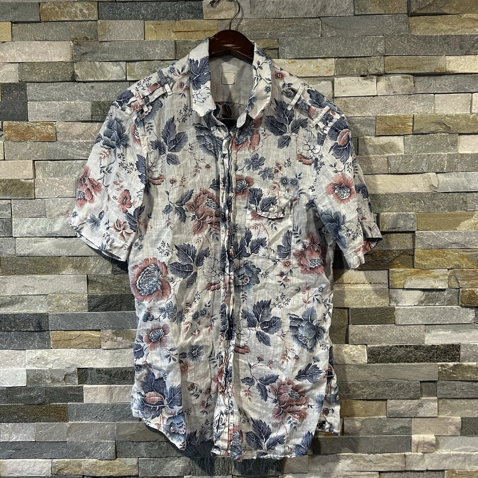 120 Lino 120% Lino Mens Floral Shirt Button Up Medium Men’s Casual
Opens in a new window or tab