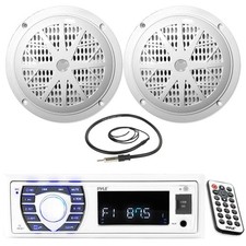 Pyle Bluetooth MP3 AM/FM Radio, 6.5"Marine Full Range Speakers,Marine Antenna