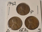 1942 P, D & S Lincoln Wheat Cent, Penny,  Fine Condition Lot 2
