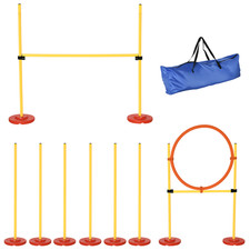 Dog Agility Set Yellow 128x23x9cm Lightweight Plastic Portable with Bag for Dogs