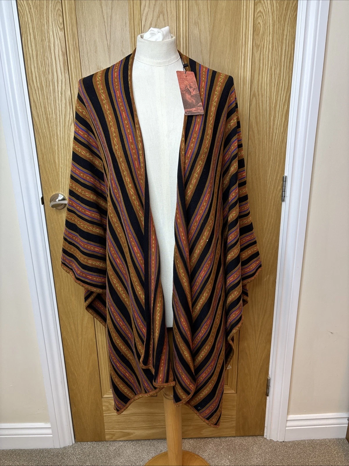 Peruvian Connection Women's Pima Cotton Open Poncho Cardigan One Size New Tags