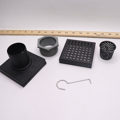 Oatey Square Shower Drain with Pattern Cover Stainless Steel Black 7010199