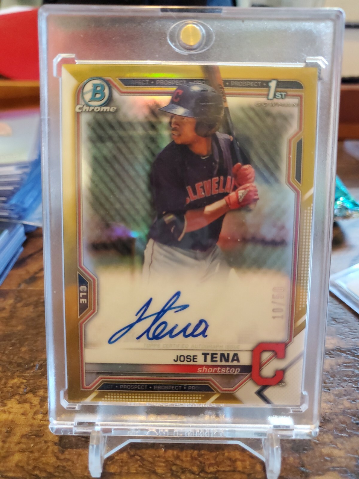 2021 BOWMAN CHROME GOLD REF /50 1ST RC AUTO JOSE TENA CLEVELAND INDIANS