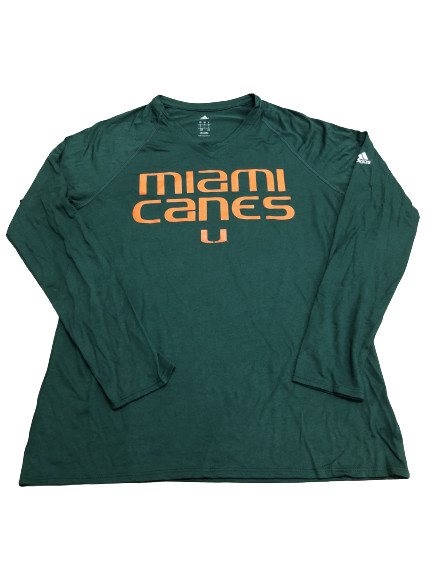 Женский топ Adidas NCAA Univ. of Miami с V-образным вырезом L/S Зеленый/оранжевый 3872w 