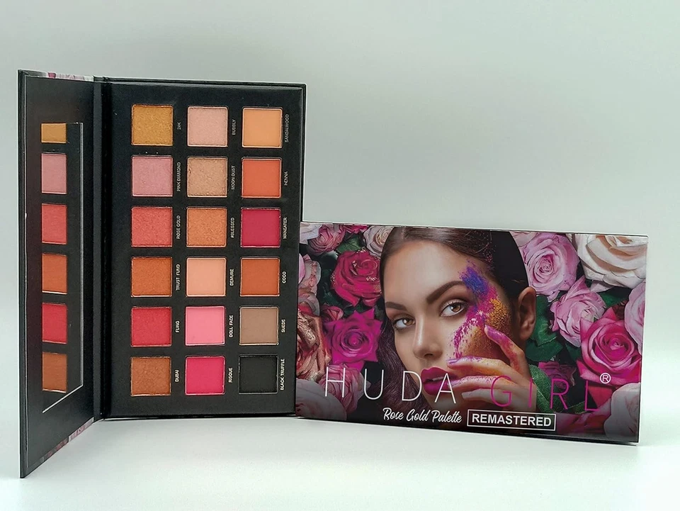 HUDA GIRL Rose Gold Eyeshadow Palette 18 Shades Shimmer Matte Waterproof Makeup - Image 4 of 4