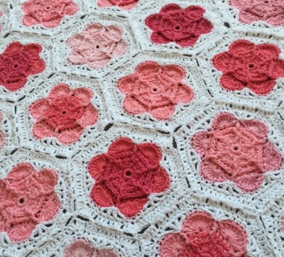 Häkelanleitung Kopie Oma Hexagon Blumenmuster Decke / afghanisch jedes Garn
