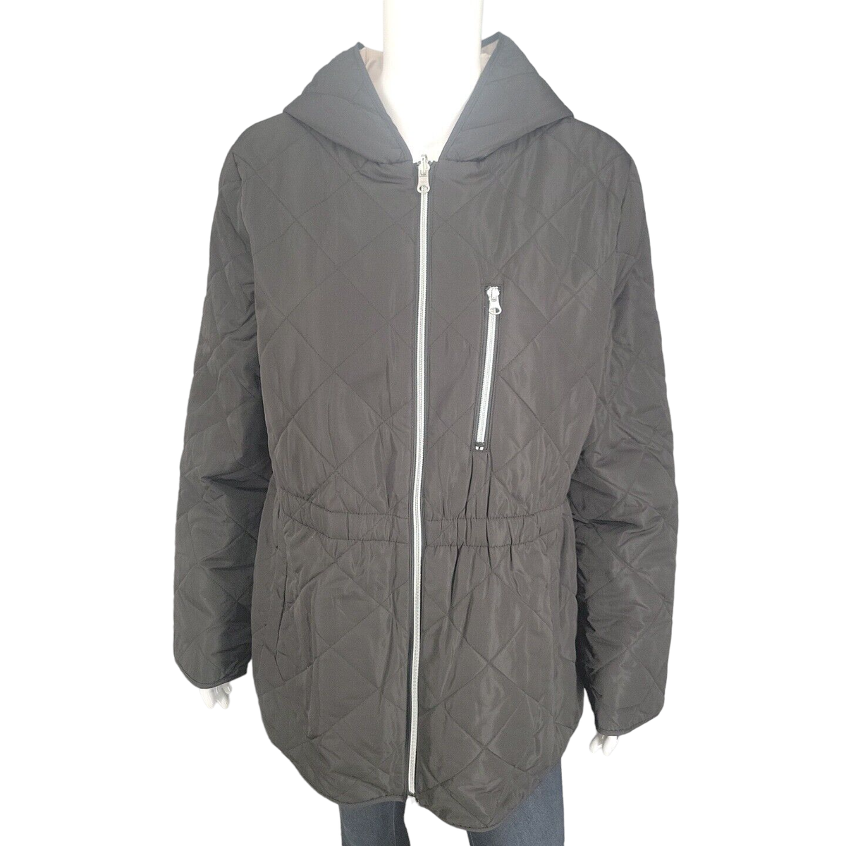 【CODEGRAPHY】(Woman)Reversible hooded padding Nuage Reversible Quilted Zip Hooded Jacket Medium Siz Black