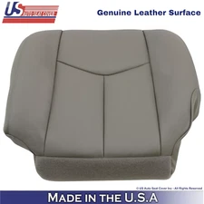 2003-2007 For GMC Sierra Genuine Leather Driver Bottom Seat Cover Pewter Gray