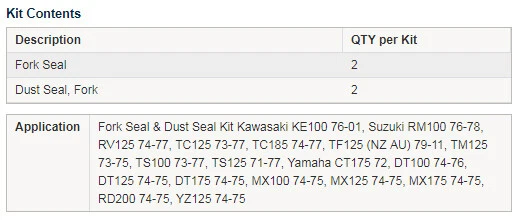 Комплект уплотнений для масла и пыли вилки для Suzuki TM125 73-75 30x40 - Изображение 4 из 4