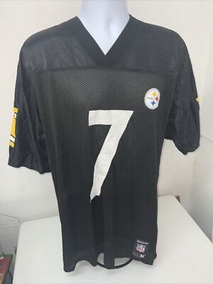 Retro NFL Pittsburgh Steelers Ben Roethlisberger #7 Reebok Trikot schwarz Größe M