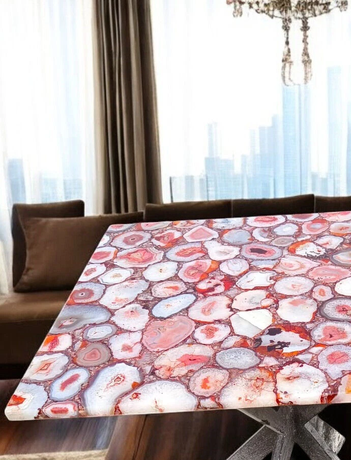 36"x24" Agate Stone Dining Table Top Handmade Console Furniture Hallway & Bar De - Image 2 of 4