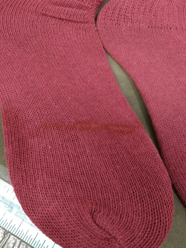 100% хлопок сутулиться сделано в США темно-бордовый бордовый 3 пары ретро 80 стиль окрашенный новый из старых запасов - Изображение 2 из 4
