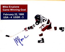 MIKE ERUZIONE HAND SIGNED AUTOGRAPHED MIRACLE ON ICE HOCKEY PHOTO! W/PROOF+C.O.A