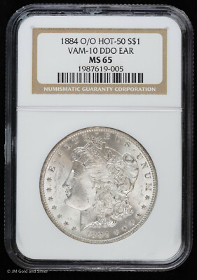 NGC MS65 1884-O モルガンダラー $1 銀貨 1884-O/O $1 Morgan Silver Dollar NGC MS 65 | VAM-10 DDO Ear Double