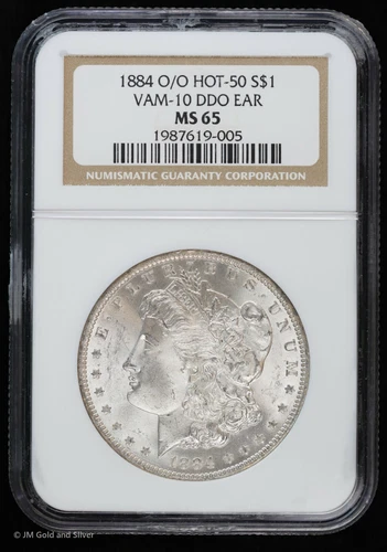 1884-O/O $1 Morgan Silver Dollar NGC MS 65 | VAM-10 DDO Ear Double Die Hot-50