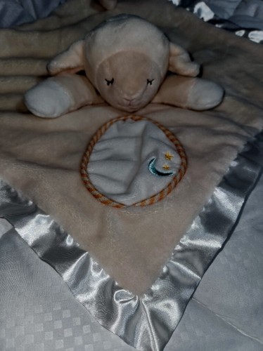 Douglas Baby Lamb Moon Star Lovey Security Blanket Nunu Satin trim