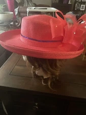 Straw Red Hat With Purple Band 
