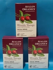 3x Avalon Organics Wrinkle Therapy FACIAL SERUM -CoQ10 & Rosehip- 0.55 oz /16 mL