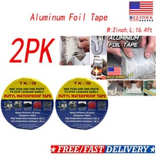 2PK Heavy Duty  Aluminum Foil Tape 2"x15FT Butyl Seal Rubber Tape Waterproof US