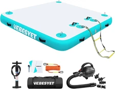 Floating Inflatable Dock Swim Platform, 6/8 Inch Thick Multi-Person Water Swim D