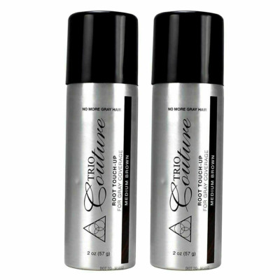 set of 2 - Trio Couture Root Touch Up Medium Brown For Gray Coverage 2 oz