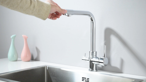3 Way Pure Water Filter Kitchen Tap Dual Handle Swivel Sink Mixer Taps Chrome - Video 1 of 1
