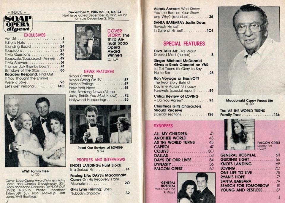 Soap Opera Digest December 2 1986 Patsy Pease Charles Shaughnessy Hunt Block - Image 2 of 3