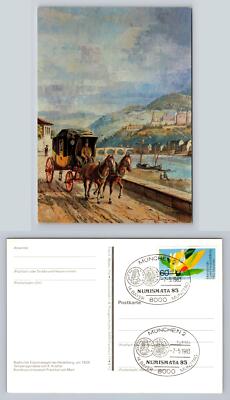 Horse-drawn Carriage Full Color Postcard Heidelberg Germany 1983 Vintage Art
