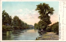 Nashua River, Clinton, Massachusetts MA, River - Man on Canoe - 1905 Postcard