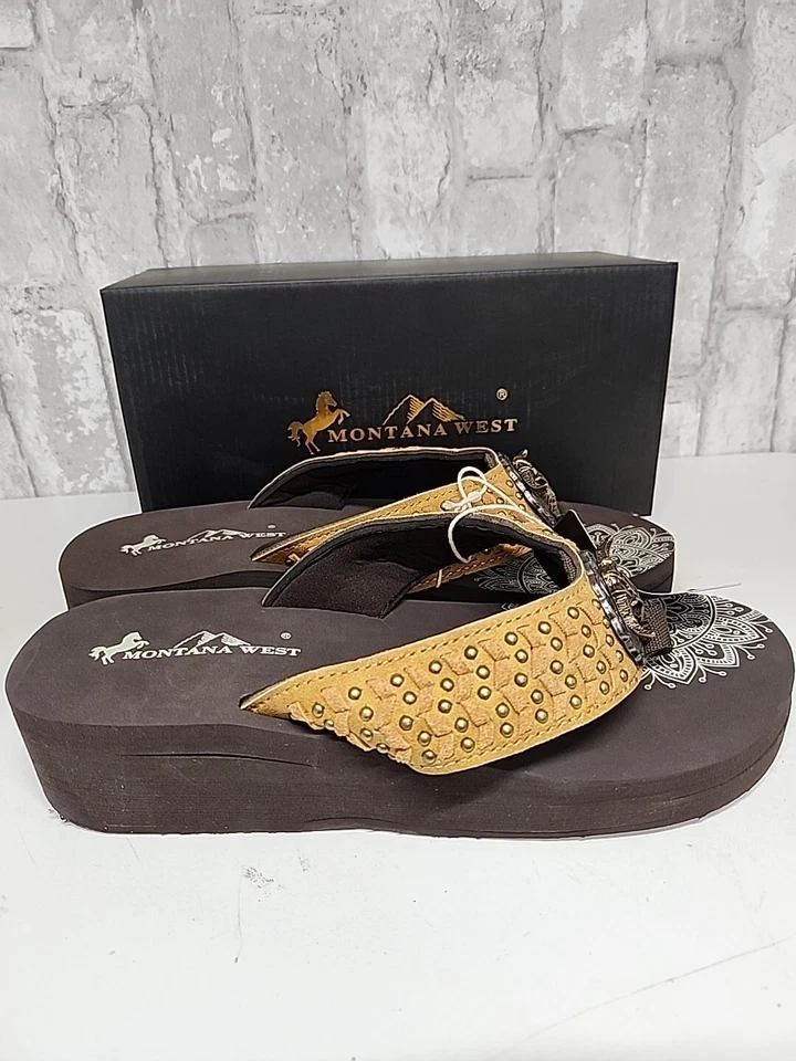 Sandália Montana West Wedge frisada ocidental Longhorn caveira concho feminina 11 - Imagem 4 de 4