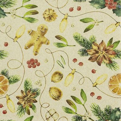 20 SERVIETTEN 33X33 / MISTEL ILEX NÜSSE ANIS PFEFFERKUCHEN TANNE / COZY FEELING