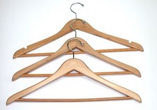  3 Vintage Registry Wooden Clothing Closet Hangers  Natural  Standard Adult