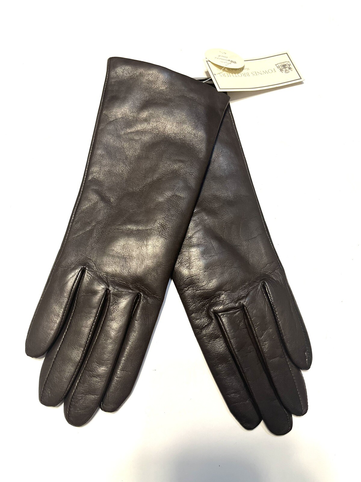 FOWNES BROTHERS Brown Leather Cashmere Lined Gloves 6 1/2 eBay
