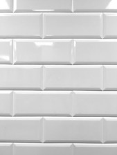 White 4x10 Beveled Shiny Ceramic Subway Tile Backsplash Wall Kitchen Bath