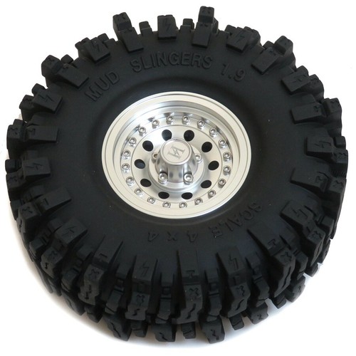 2x RC 1.9 Mud Slingers Tires 120mm & 1.9 Heavy Beadlock Wheels For SCX10 Crawler - Picture 6 of 25