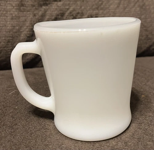 Vintage Fire-King WHITE MILK GLASS D Handle Coffee Mugs Cups Oven Ware